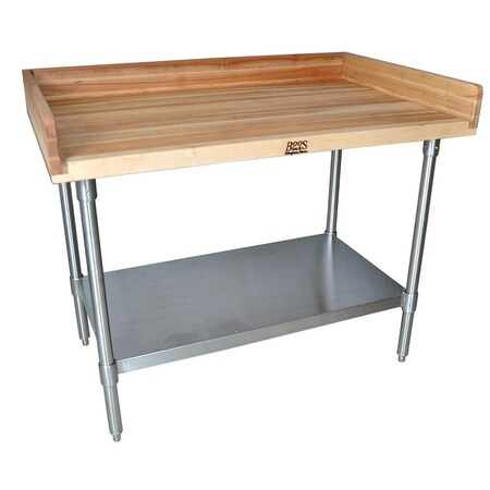 Bk Resources Hard Maple Bakers Top Table, Stainless Undershelf, Oil Finish 72"x30" MBTS-7230